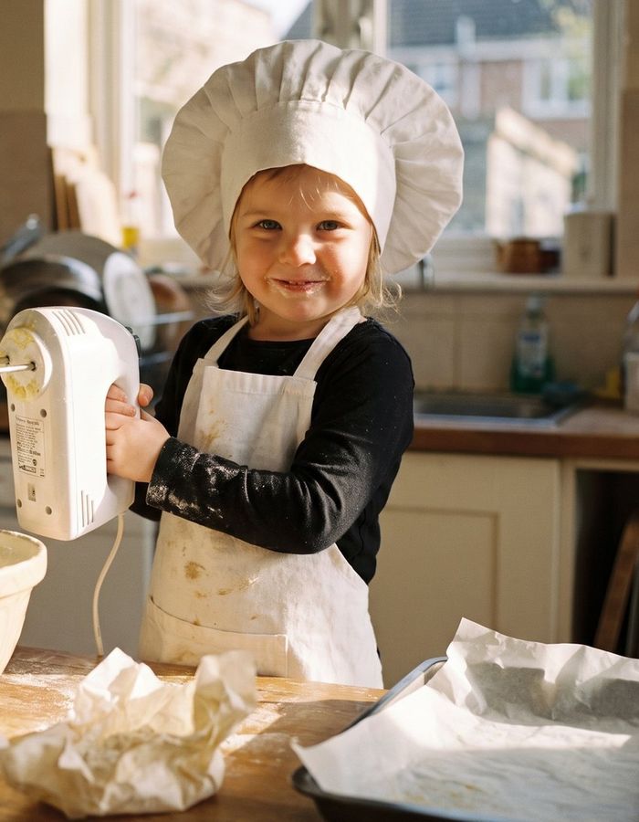 A little chef in a chef's hat