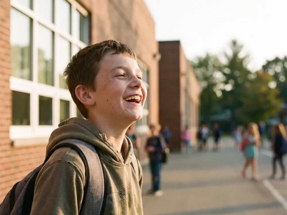 A boy laughing
